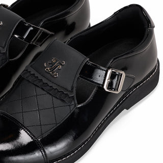 Quilted Buckle Loafers (Black)
