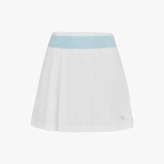 Pique Pleated Band Skirt (White)