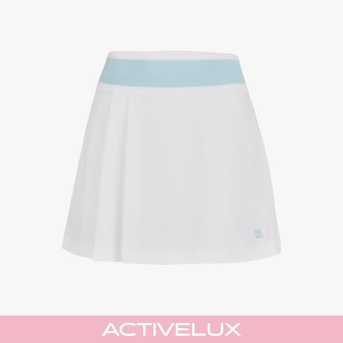 Pique Pleated Band Skirt (White)