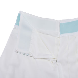 Pique Pleated Band Skirt (White)