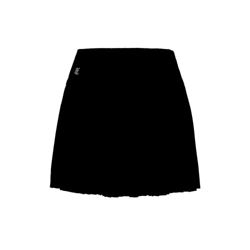 Lace Flare Pleated Skirt (Black)