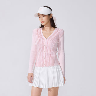 Lace Flare Pleated Skirt (White)