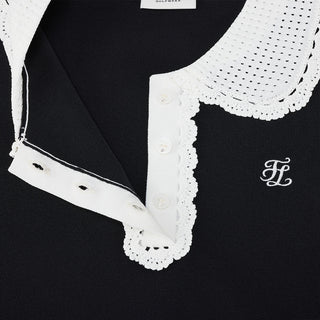 Crochet Collar Sleeveless Knit (Black)