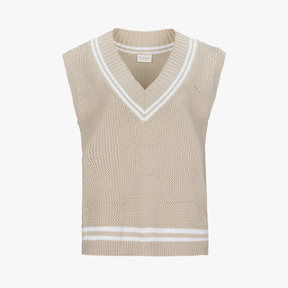 Punched V-neck Vest (Beige)