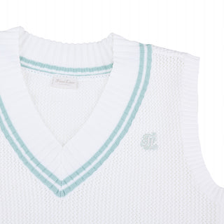 Punched V-neck Vest (White)