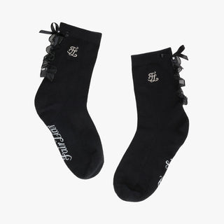 Tulle Frill Ankle Socks (Black)