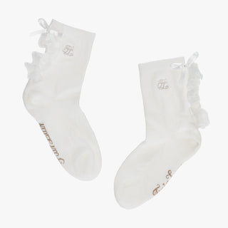 Tulle Frill Ankle Socks (White)