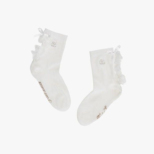 Tulle Frill Ankle Socks (White)