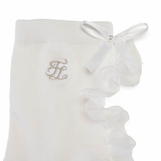 Tulle Frill Ankle Socks (White)