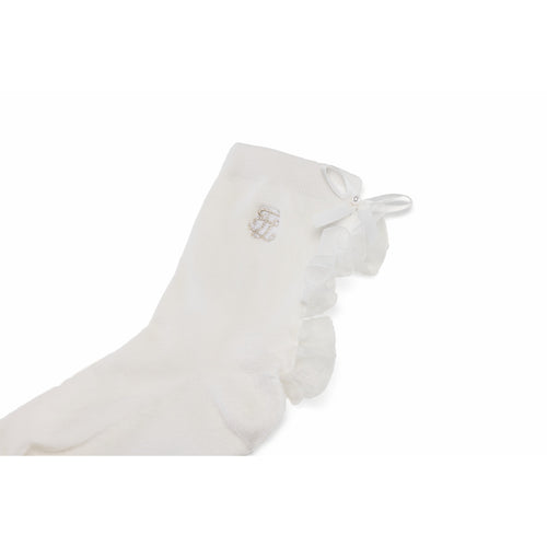 Tulle Frill Ankle Socks (White)