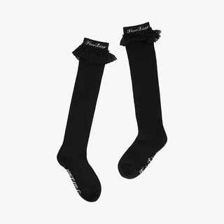 Lace Logo Knee Socks (Black)