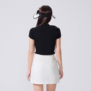 Chiffon Ribbon Cap Sleeve knit (Black)
