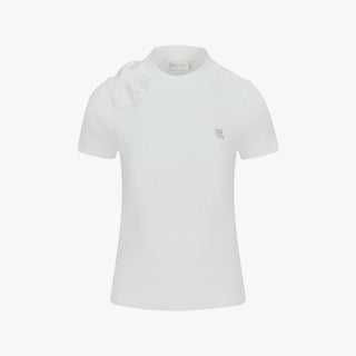 Chiffon Ribbon Cap Sleeve knit (White)