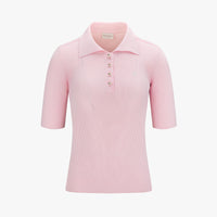 Ribbed Quarter Sleeve Knit (Coral)