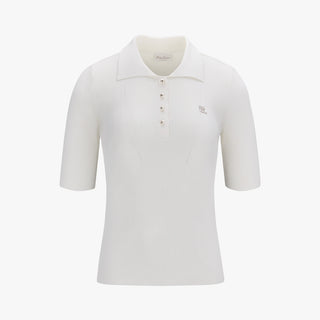 Ribbed Quarter Sleeve Knit (White)