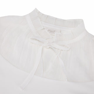 Sheer Shirring High Neck T-Shirt (White)