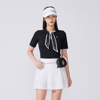 Scarf Set Open-neck T-Shirt (Black)