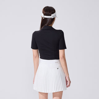 Scarf Set Open-neck T-Shirt (Black)