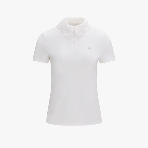 Eyelet Lace Collar T-shirt (White)