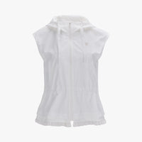Drawstring Ruffle Zip-Up Vest (White)