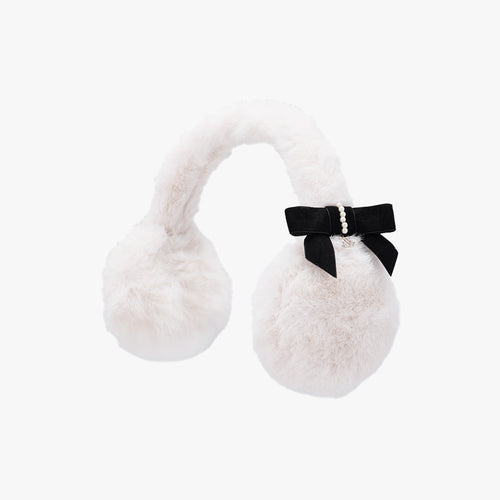 Big Ribbon Fur Earmuff (Ivory)