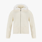 Fur Hooded Zipup Windproof Cardigan (Ivory)