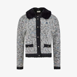 Fur Collar Windproof Cardigan (Black)