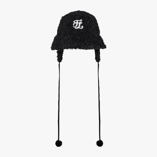 Furry Earmuff Bucket Hat (Black)