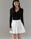 Fair Liar Rib Frill Cardigan - Black