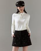 Pearl quilted short pants (Black)