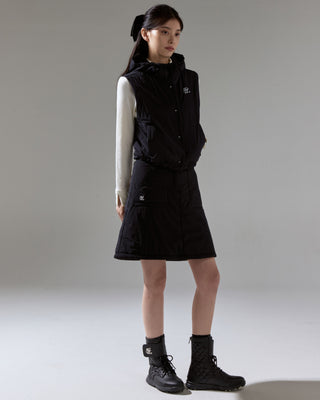 Padded flare Mid Length skirt -Black