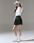 [FL Signature] Pearl & Bead Flare Pleated Skirt - Dark Green