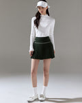 [FL Signature] Pearl & Bead Flare Pleated Skirt - Dark Green