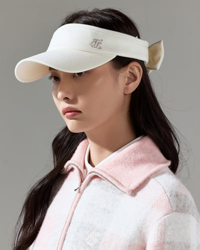 Collar check windproof knit - Pink