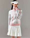 Collar check windproof knit - Pink