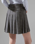 Mid Pleated Flare Checkered Skirt