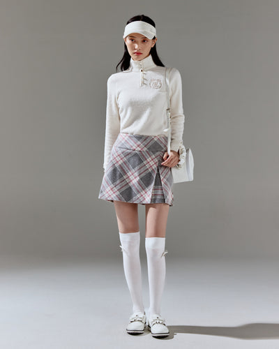 Plaid Wool A-line skirt - Grey