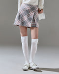 Plaid Wool A-line skirt - Grey