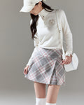 Plaid Wool A-line skirt - Grey