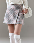 Plaid Wool A-line skirt - Grey