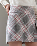 Plaid Wool A-line skirt - Grey