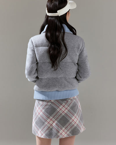 Plaid Wool A-line skirt - Grey