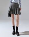 Mid Pleated Flare Checkered Skirt