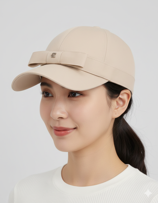 Petite Front Ribbon Point Cap- Beige