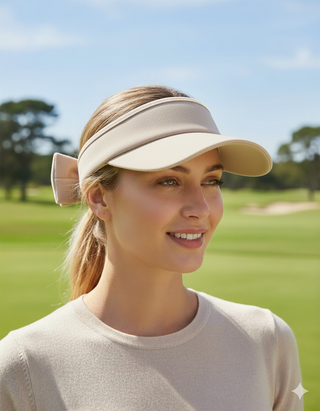 Detachable back ribbon visor - Beige