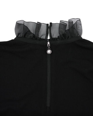 Ruffle High Neck Cooling Inner T-shirt - Black