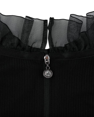 Ruffle High Neck Cooling Inner T-shirt - Black