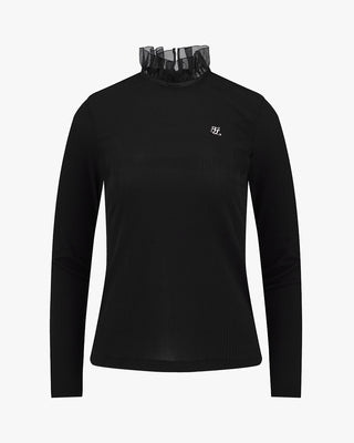 Ruffle High Neck Cooling Inner T-shirt - Black