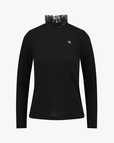 Ruffle high neck cooling inner t-shirt - Black