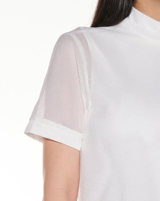 Mesh Crop Short Sleeve and Sleeveless Set - White